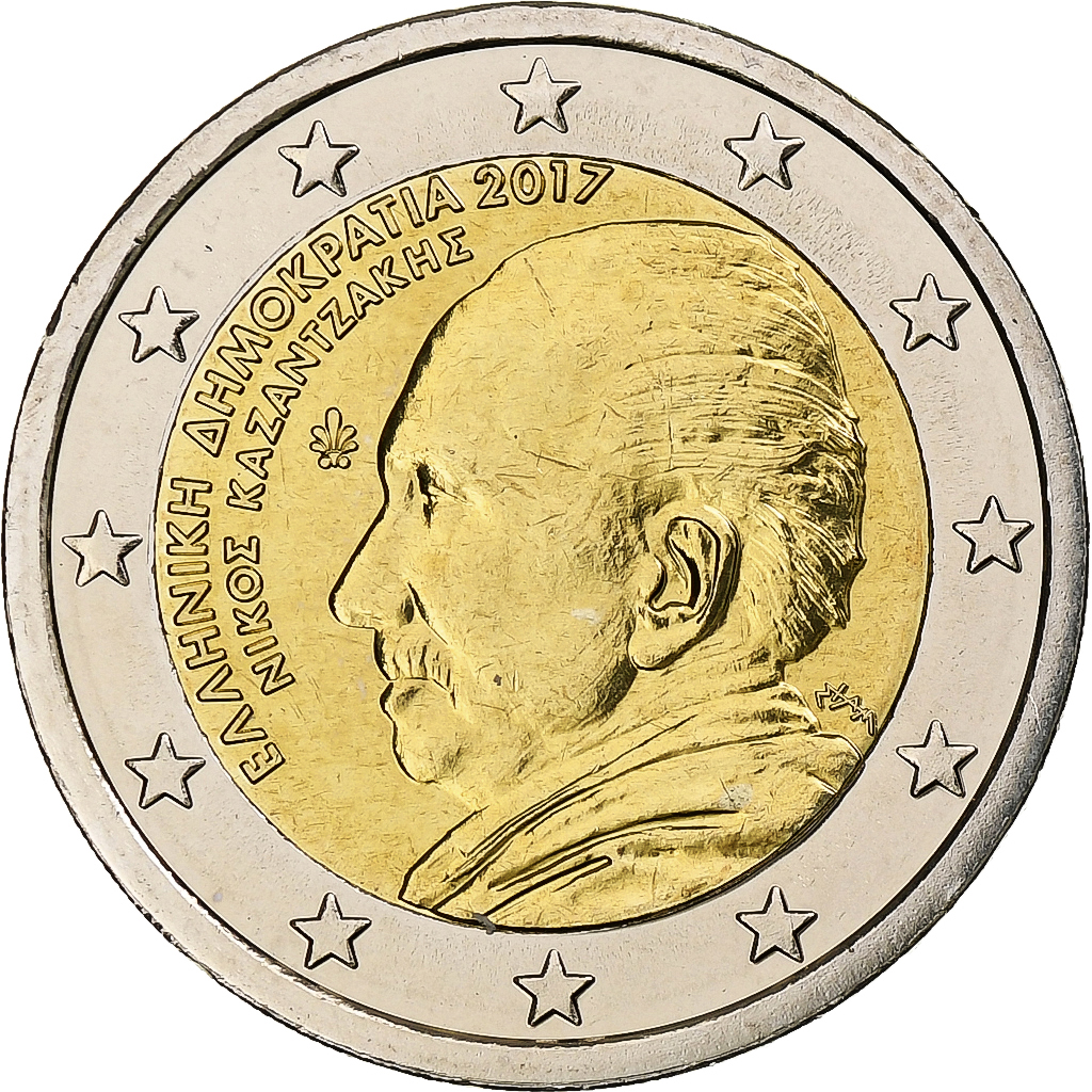 375772] Greece, 2 Euro, Nikos Kazantzakis, 2017, MS, Bi-Metallic