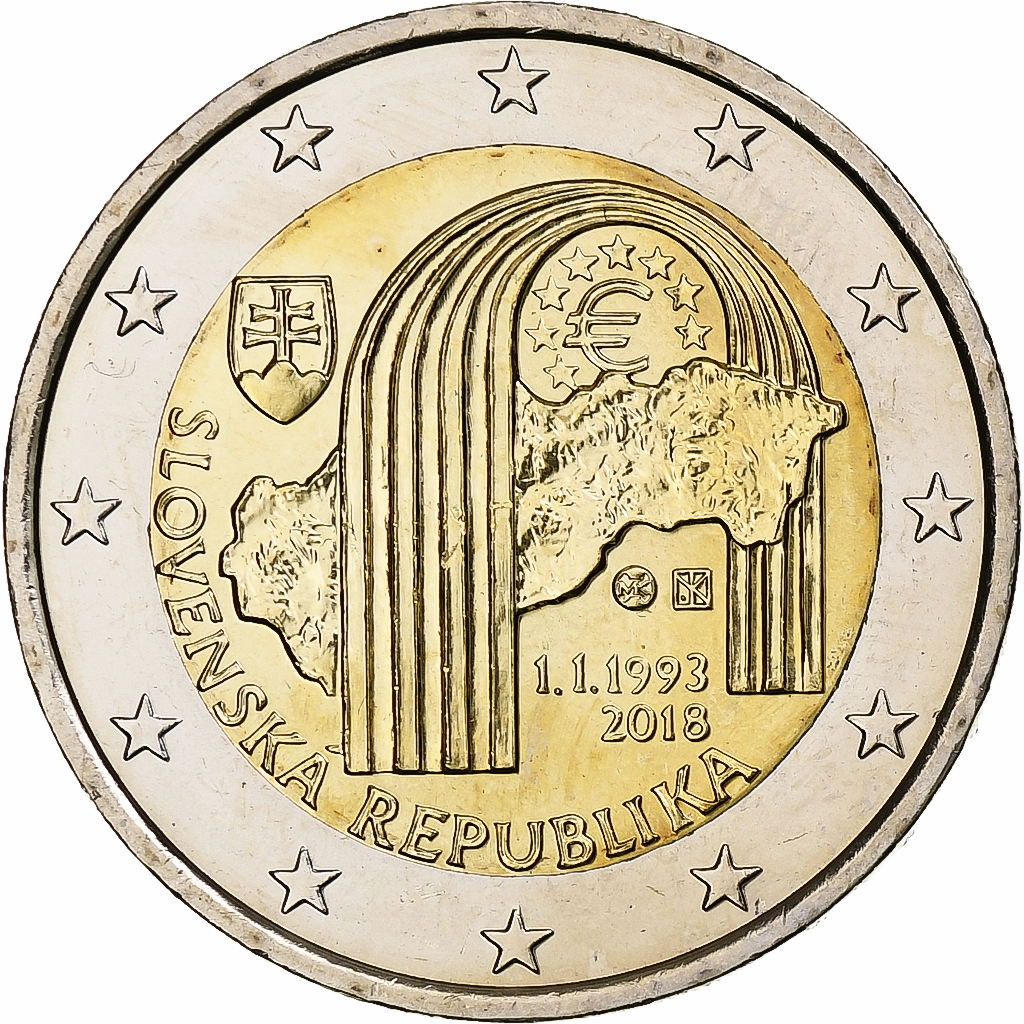 Slowakei, 2 Euro, 25ème anniversaire de la République, 2018, Kremnica, UNZ+