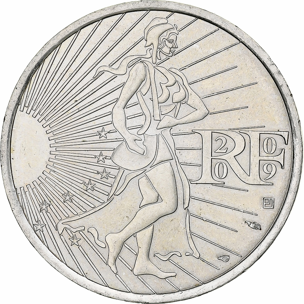 France, 10 Euro, 2009, Semeuse, MS(64), Silver, KM:1580