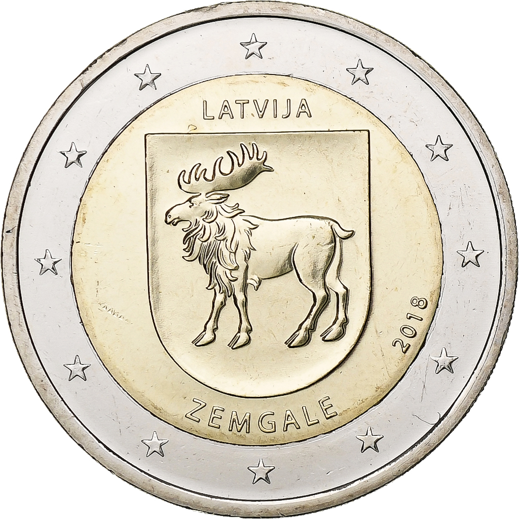 Latvia, 2 Euro, Zemgale, 2018, UNZ, Bi-Metallic