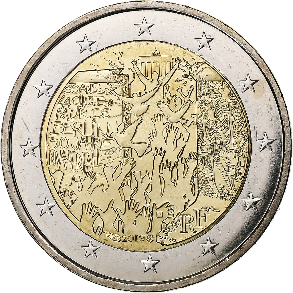 France, 2 Euro, Chute du mur de Berlin, 2019, Bi-Metallic, , KM:New