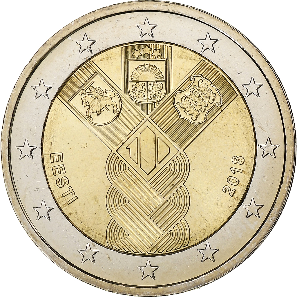 Estonia, 2 Euro, 2018, Bi-Metallic, UNZ