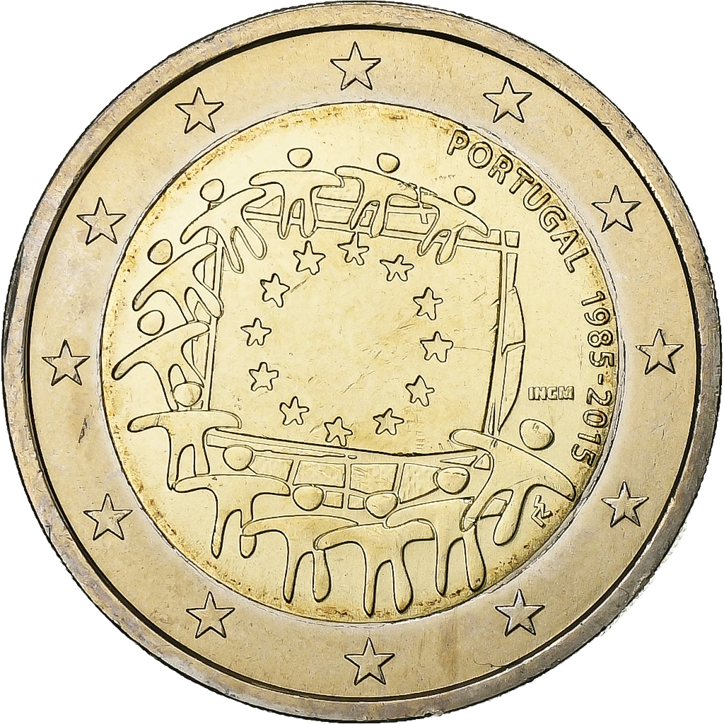 Portugal, 2 Euro, 30 ans   Drapeau européen, 2015, Bi-Metallic, UNZ+, KM:New