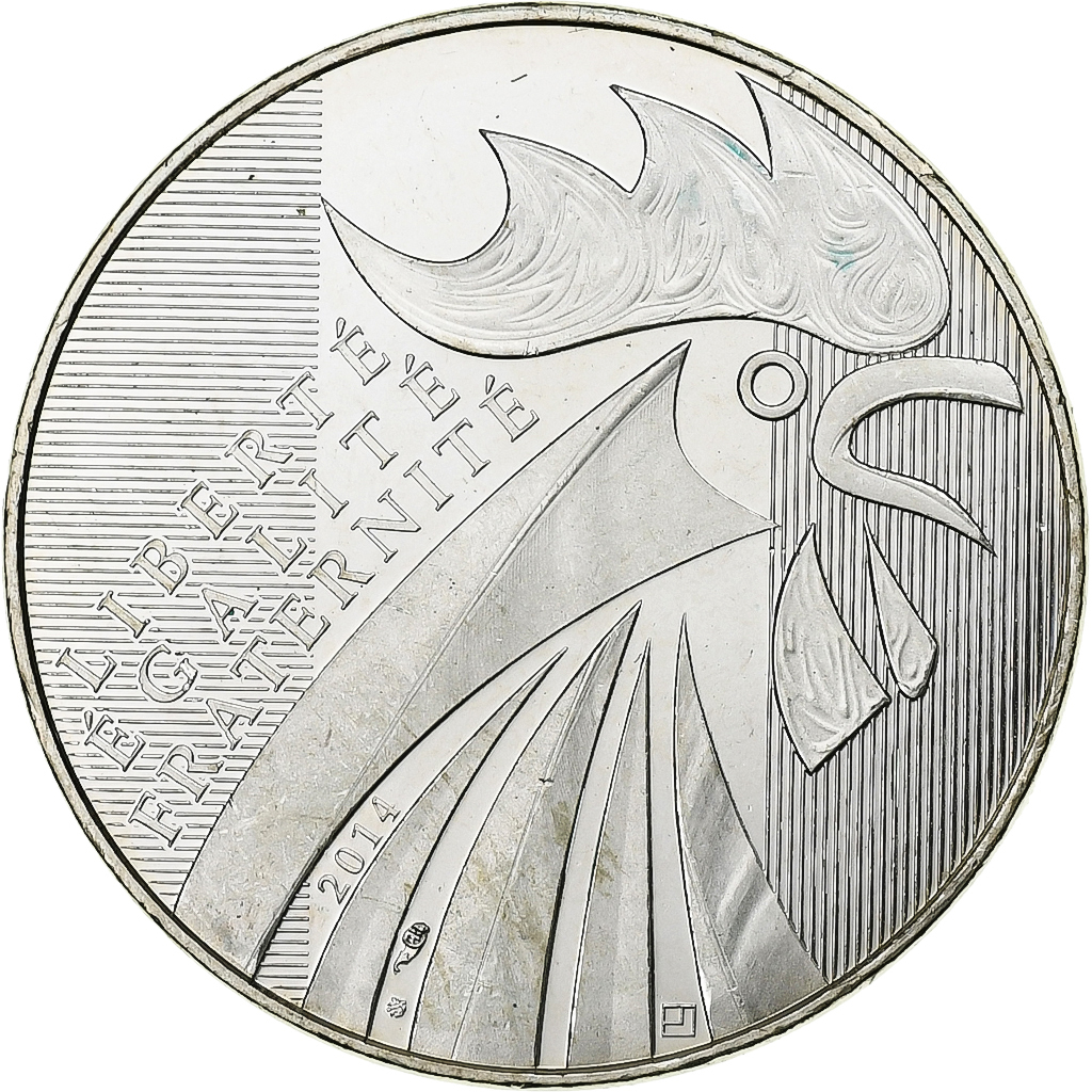 France, 10 Euro, 2014, MS(63), Silver