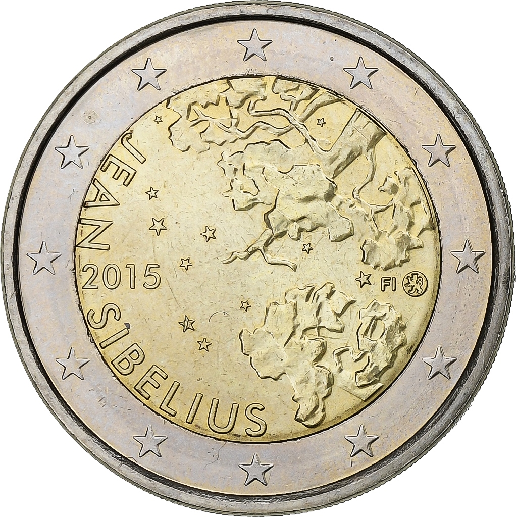 Finnland, 2 Euro, Jean Sibelius, 2015, UNZ, Bi-Metallic