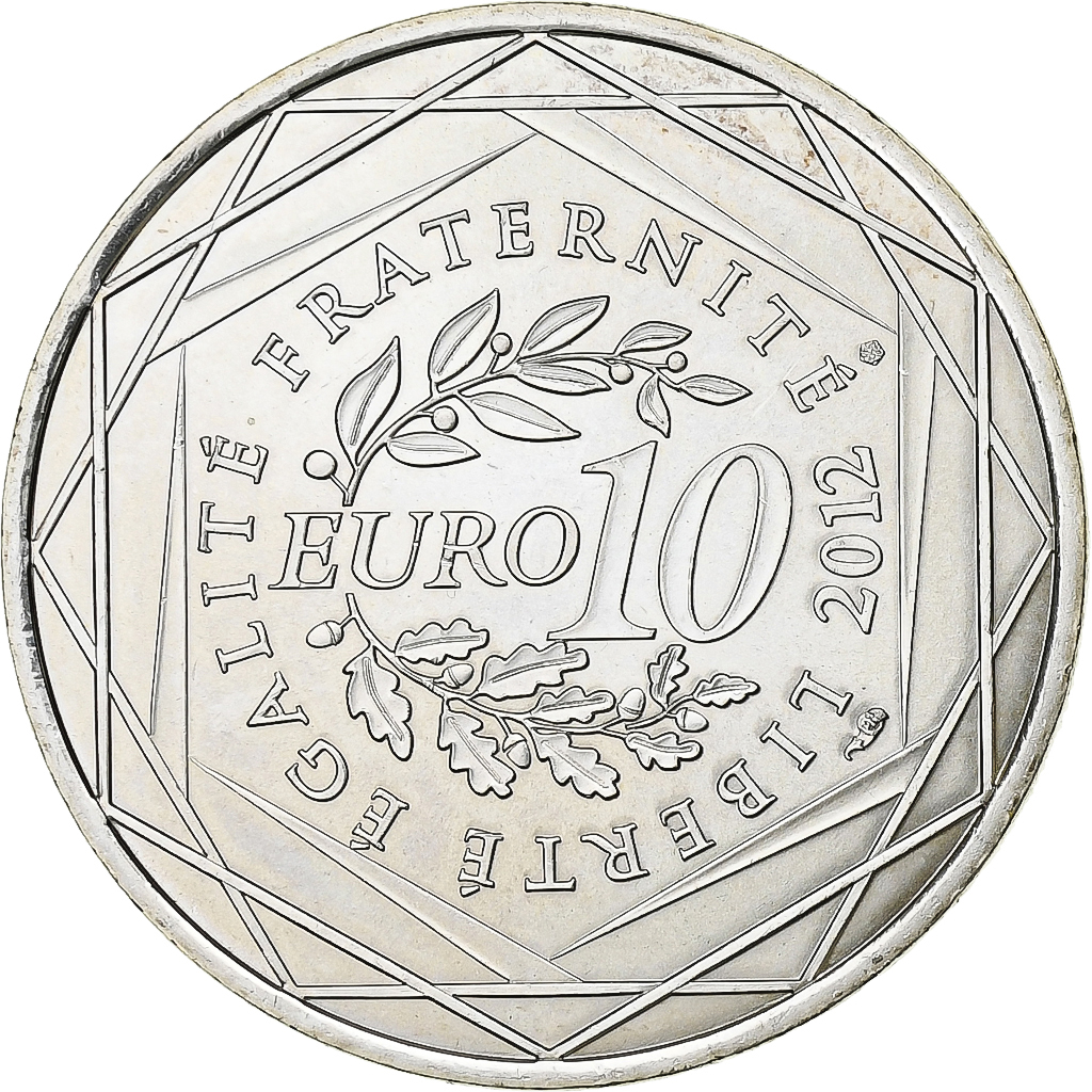 France, 10 Euro, Aquitaine, 2012, Silver, MS(63)