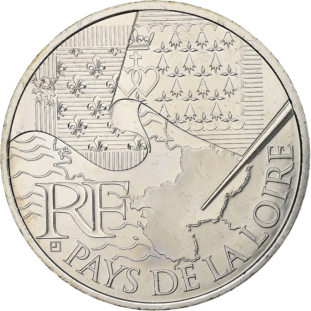 France, 10 Euro, Euros des régions, Pays De La Loire, 2010, Paris, Silver