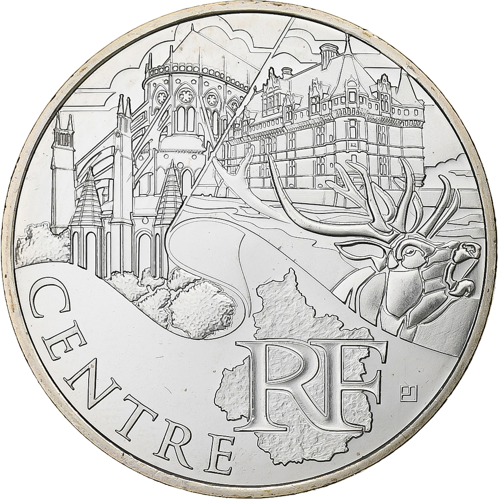 France, 10 Euro, Euros des régions, Centre, 2011, Paris, Argent, FDC, KM:1732