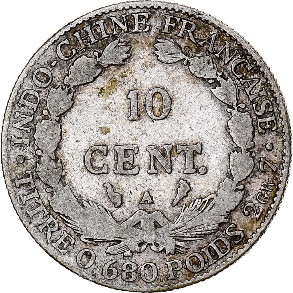 FRENCH INDO-CHINA, 10 Cents, 1922, Paris, Silver, , KM:16.1