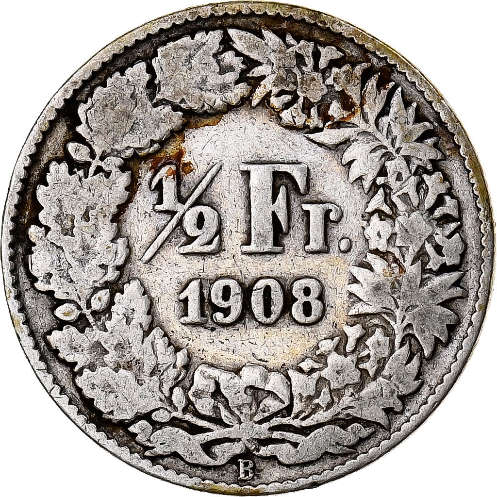 Switzerland, 1/2 Franc, 1908, Bern, Silver, , KM:23