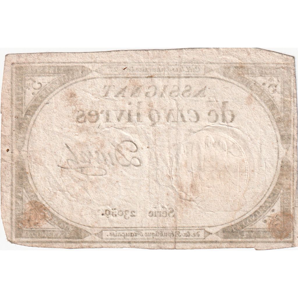 France, 5 Livres, 10 brumaire de l'an 2 - (31 octobre 1793), 23059, AU(50-53)