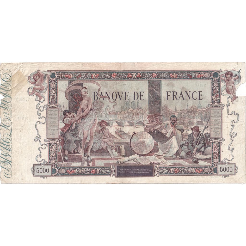 France, 5000 Francs, Flameng, 1918-01-29, Y.24, F(12-15)
