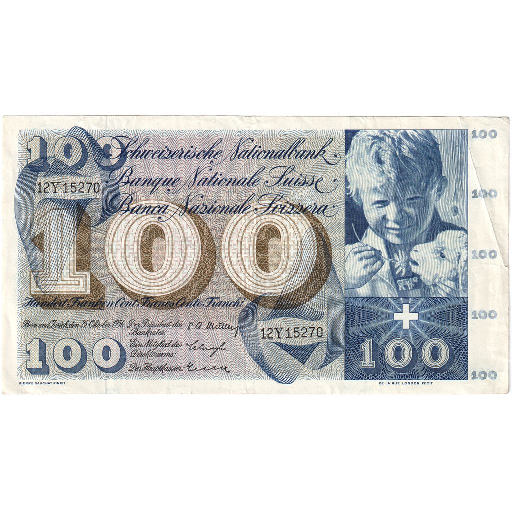 Switzerland, 100 Franken, 1956-10-25, EF(40-45)