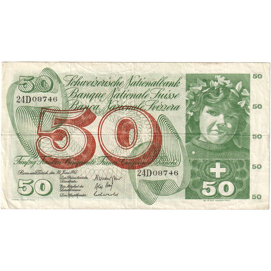 Switzerland, 50 Franken, 1967-06-30, VF(30-35)