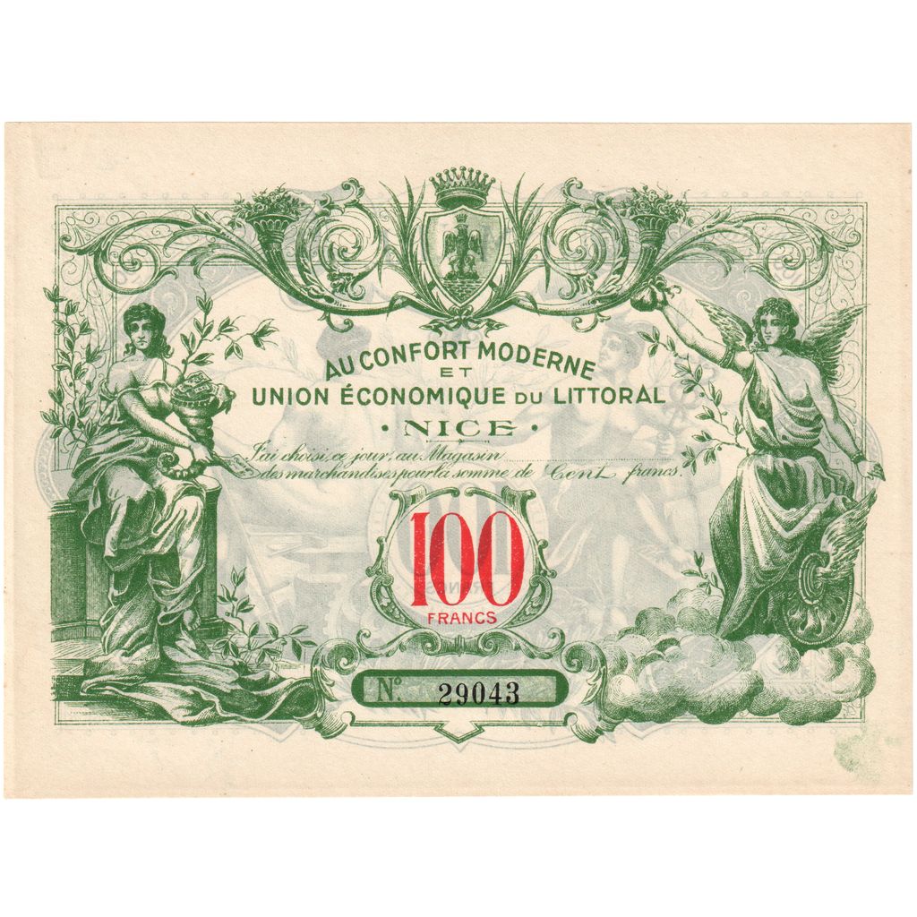 City of Nice, 100 Francs, C.M.U.E.L., UNC(63)