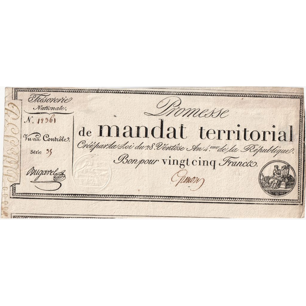 France, 25 Francs, 1796-03-18, 35, AU(50-53)