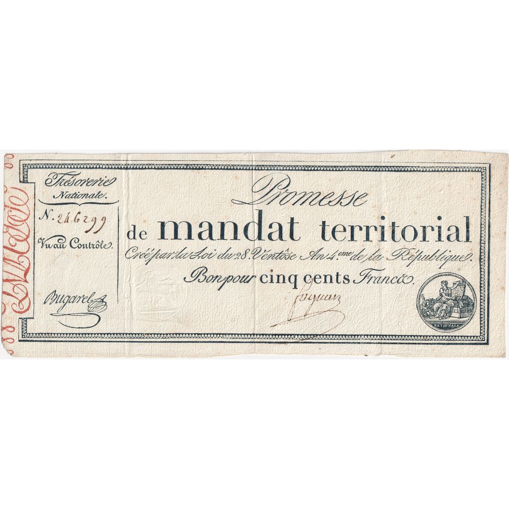 France, 500 Francs, 1796-03-18, AU(50-53)