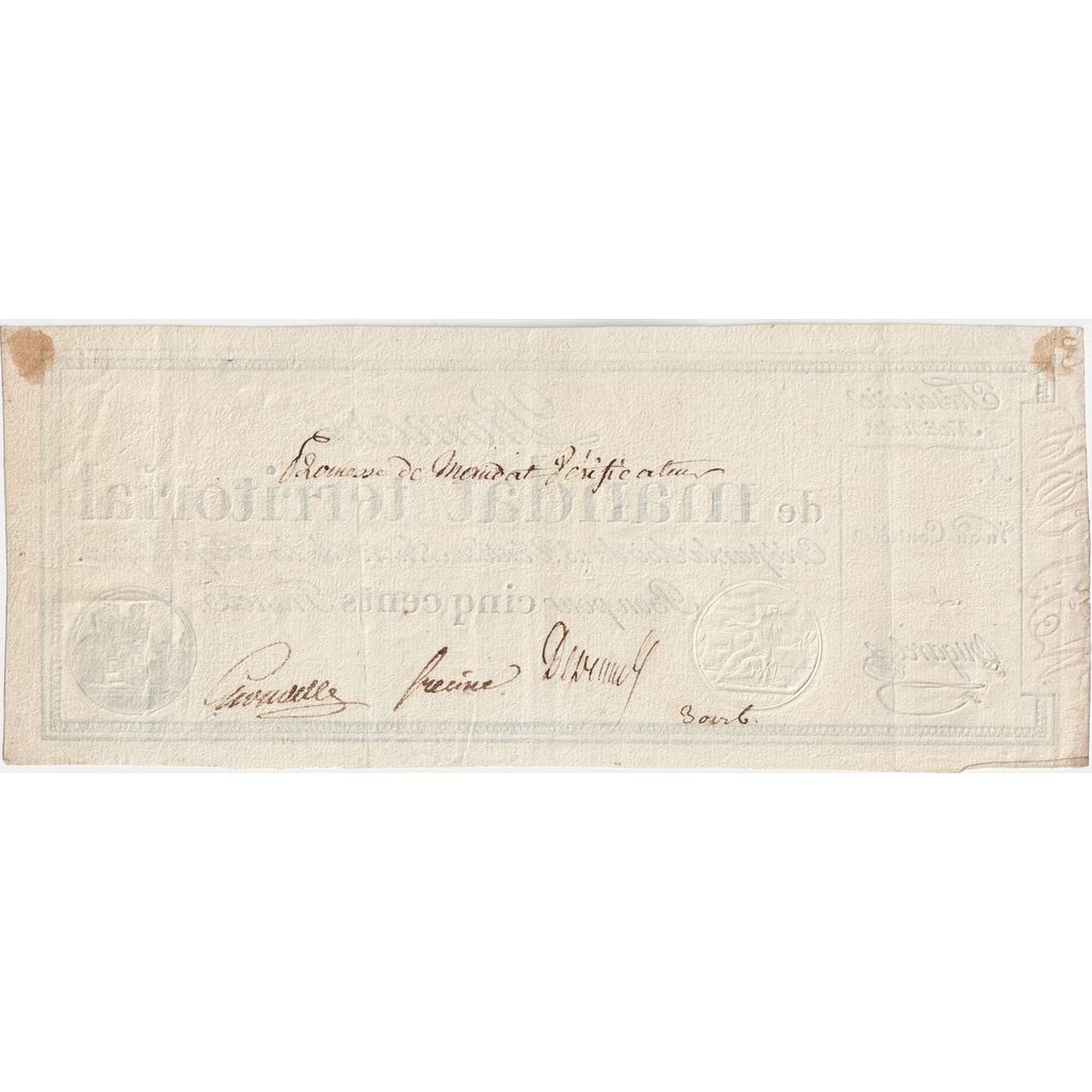 France, 500 Francs, 1796-03-18, Vérificateur, AU(55-58)