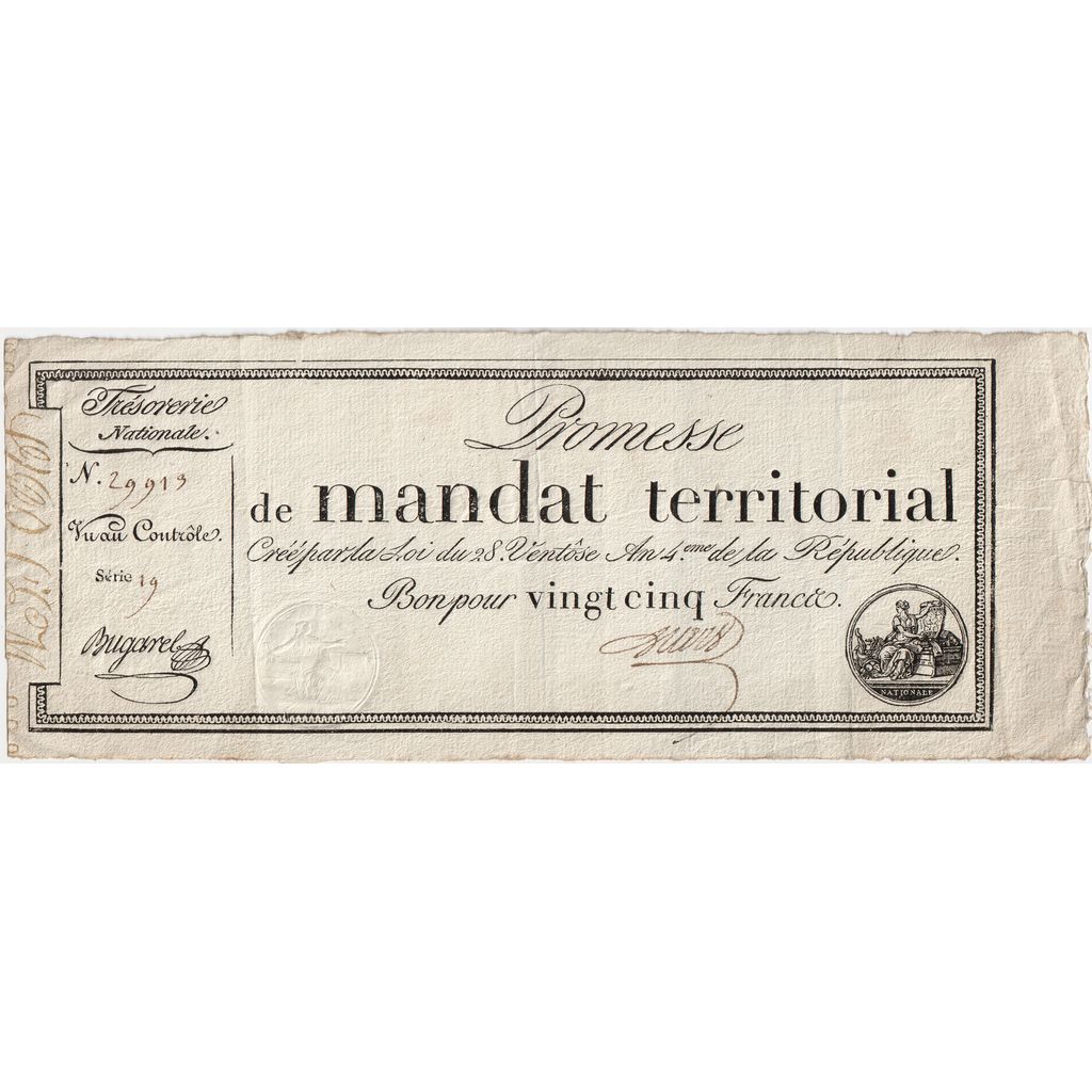 France, 25 Francs, 1796-03-18, 19, EF(40-45)