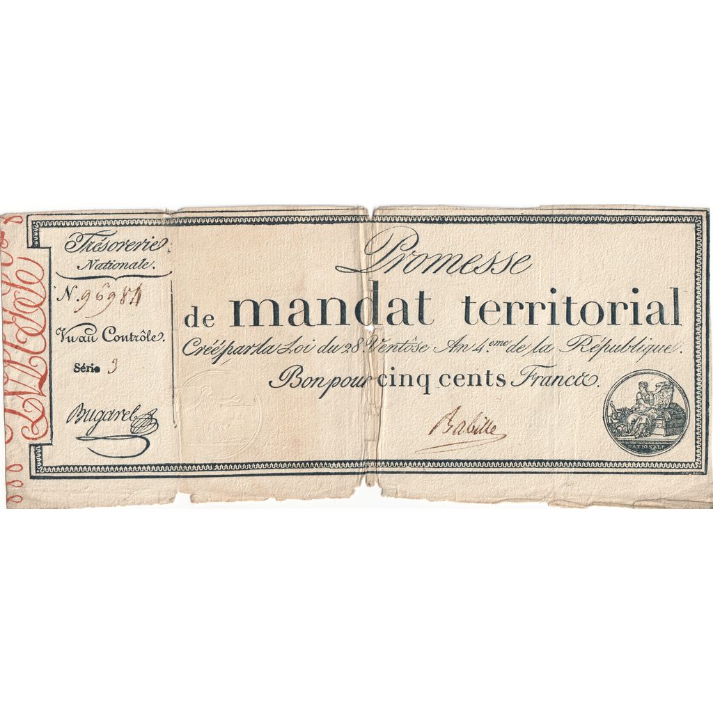 France, 500 Francs, 1796-03-18, 3, EF(40-45)