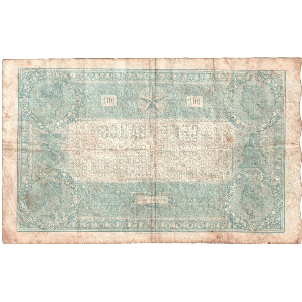 France, 100 Francs, Bleu, 1874-02-25, Y.686, VF(20-25)