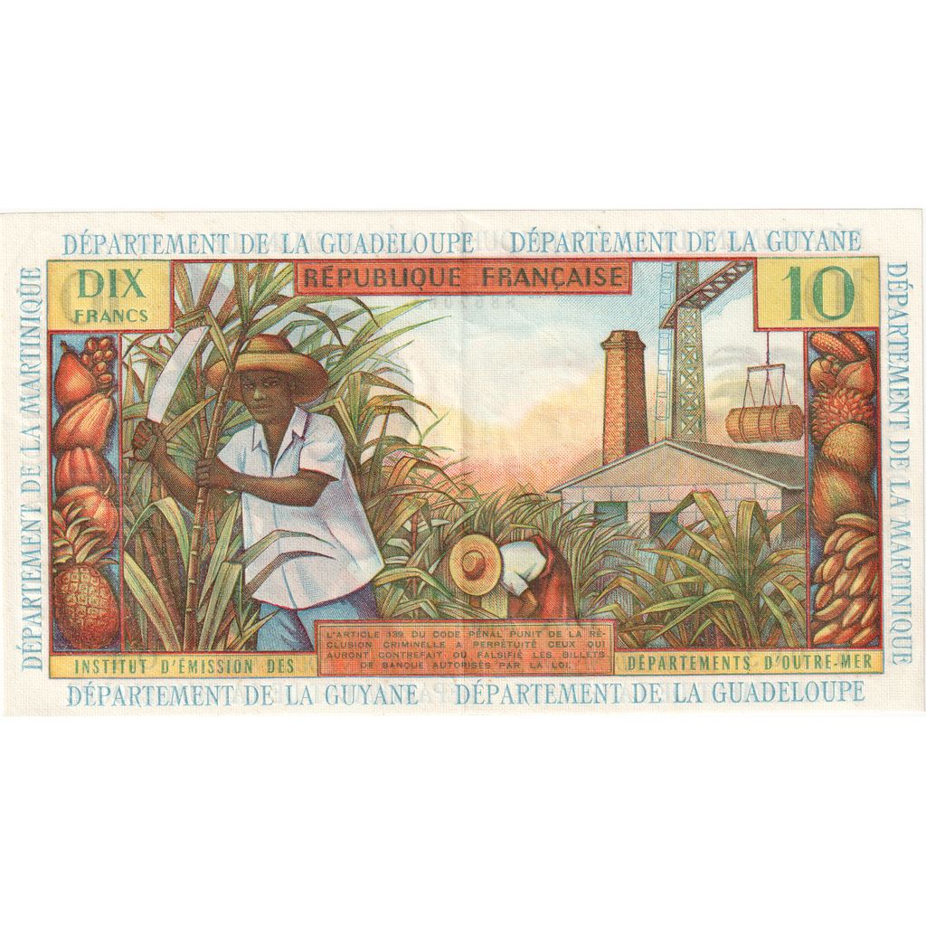 French Antilles, 10 Francs, Undated (1964), AU(55-58)