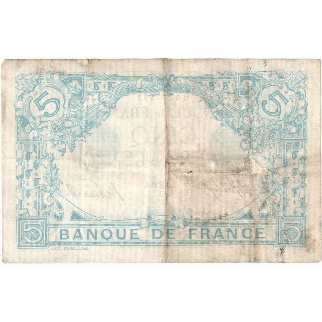 France, 5 Francs, Bleu, 1912-06-03, A.431, VF(30-35)