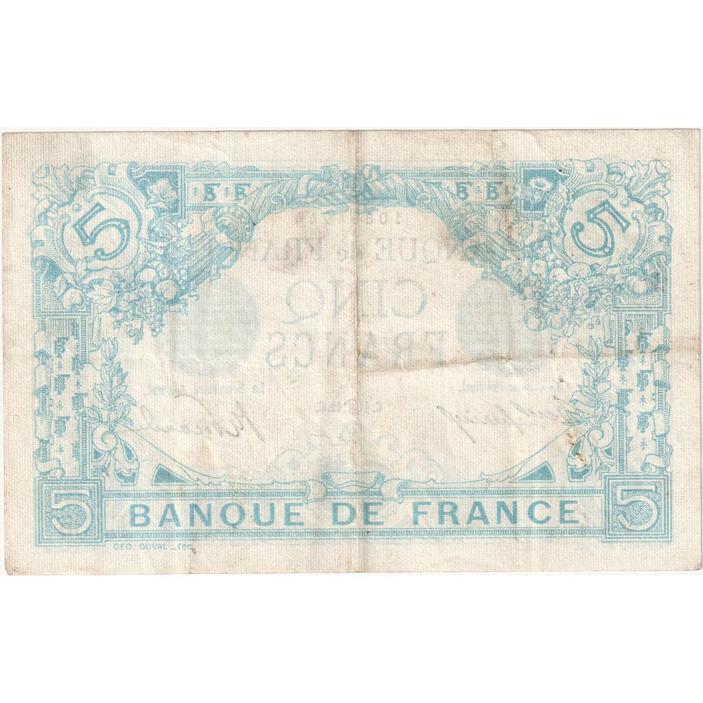 France, 5 Francs, Bleu, 1912-06-04, E.435, EF(40-45)