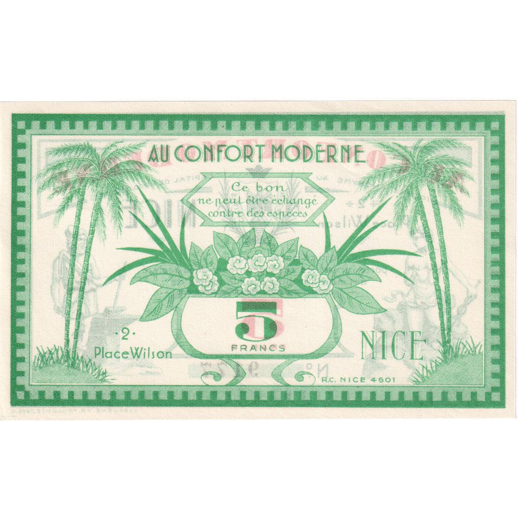 France, 5 Francs, ND(1930-1940), Au Confort moderne, Nice, AU(55-58)