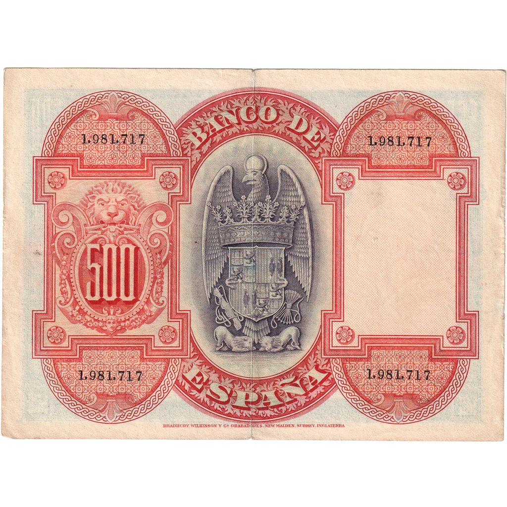 Spain, 500 Pesetas, 1927-07-24, AU(50-53)