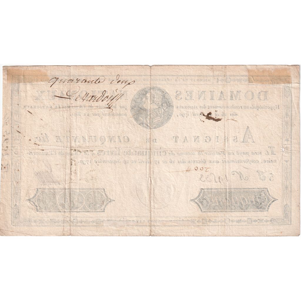 France, 50 Livres, 1790-09-29, 5J, EF(40-45)