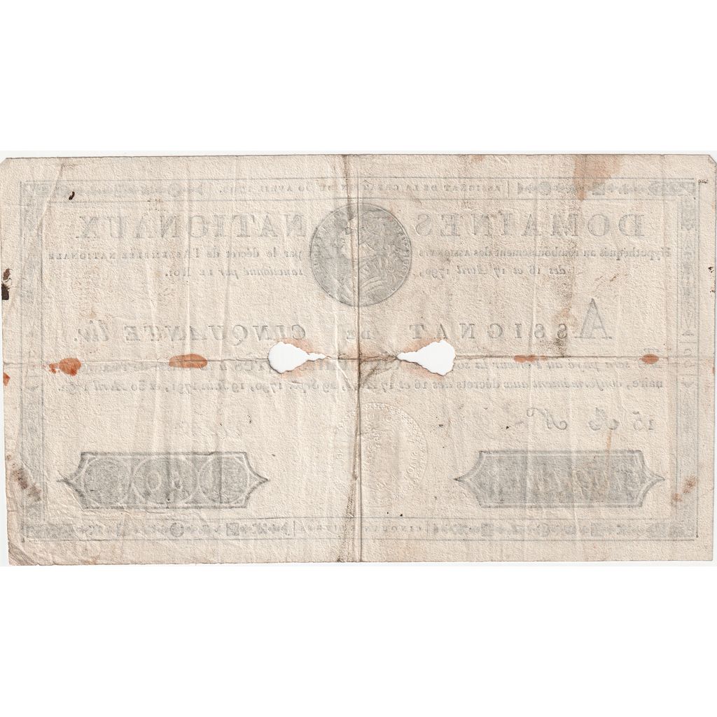 France, 50 Livres, 1792-04-30, 15A, VF(20-25)