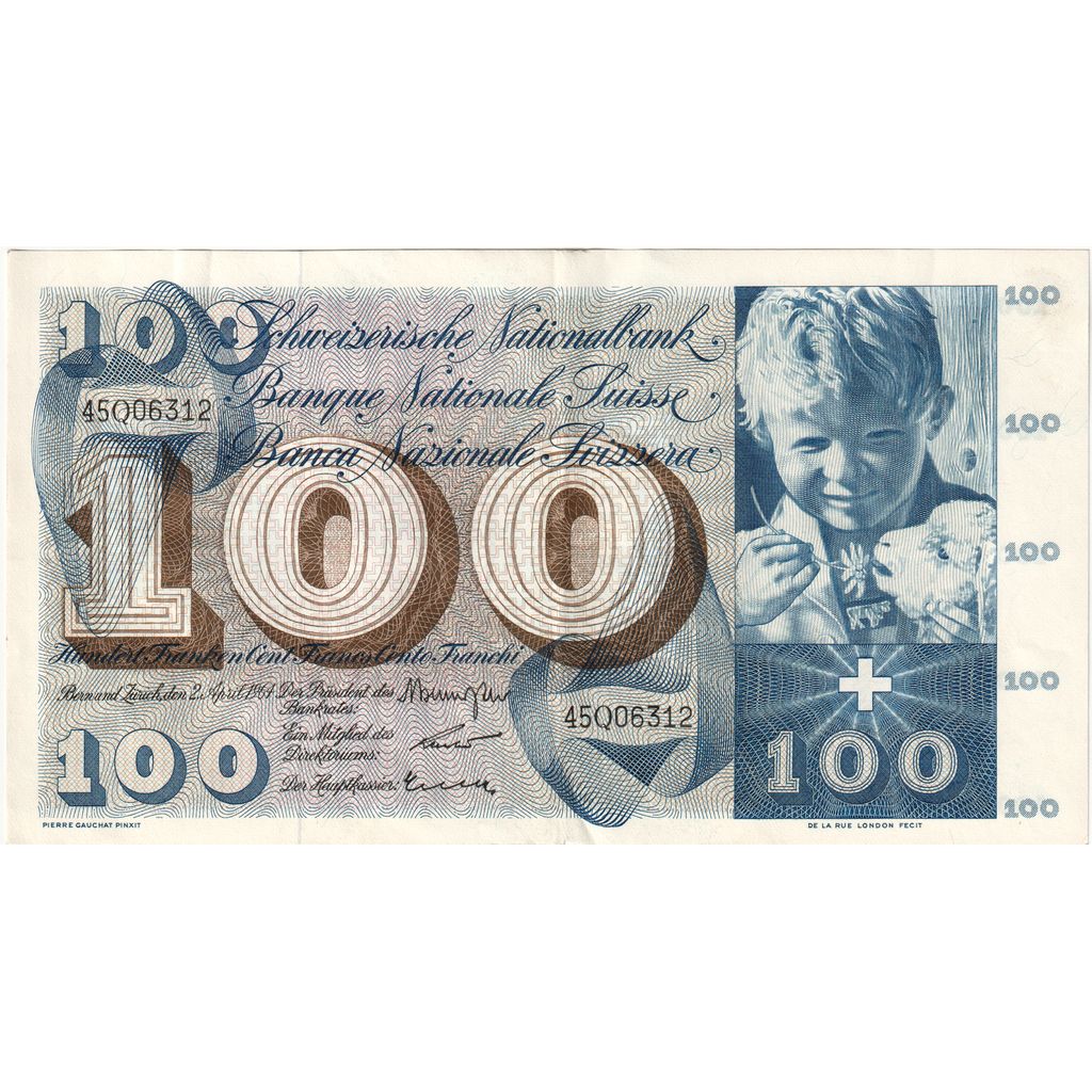 Switzerland, 100 Francs, 1964-04-02, AU(55-58), Km:49f