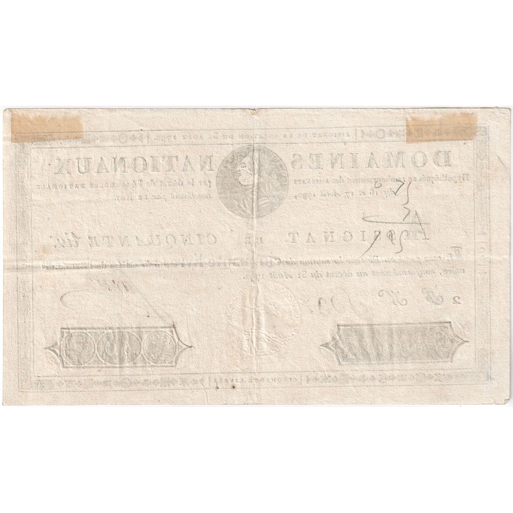 France, 50 Livres, 1792-08-31, 2F, AU(50-53)