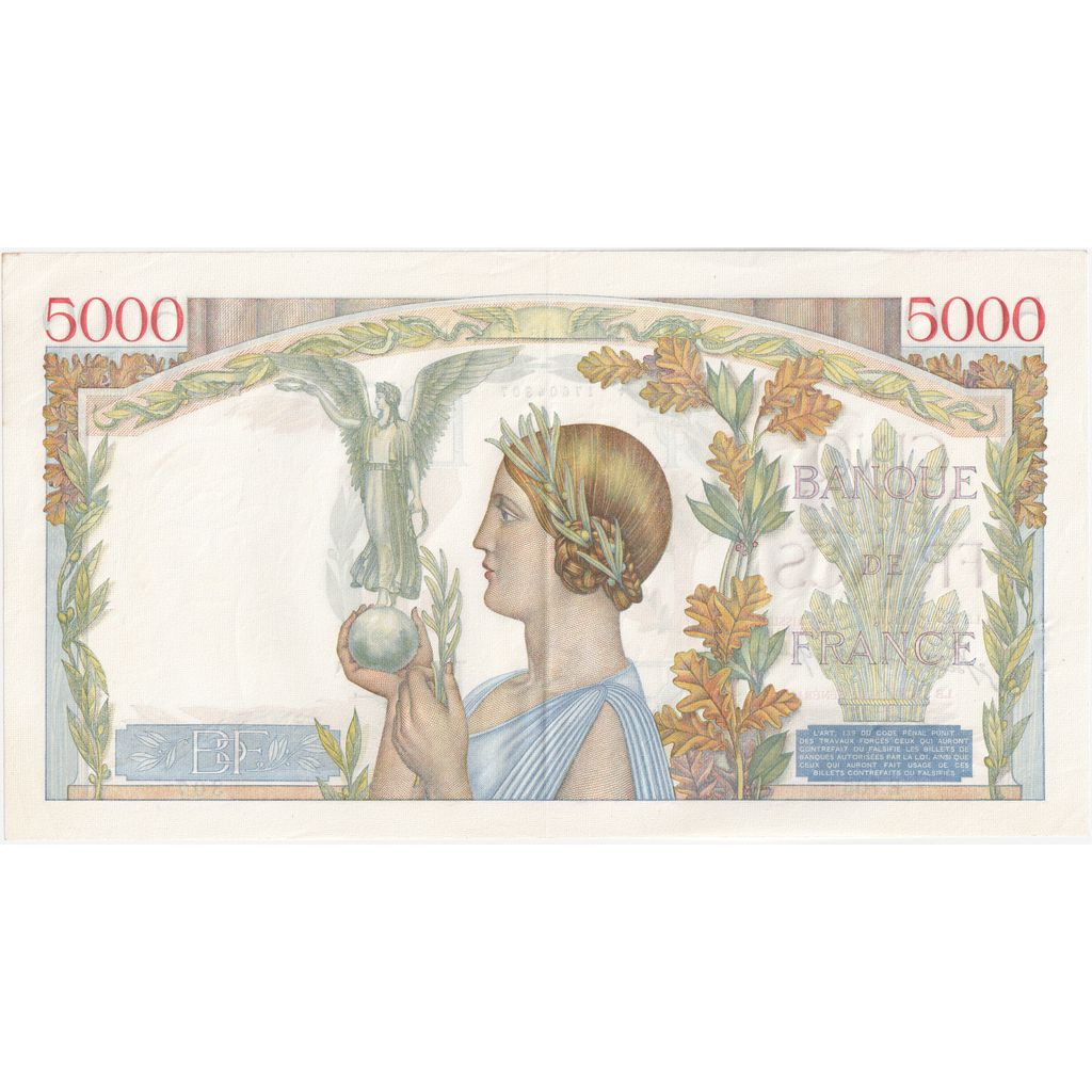 France, 5000 Francs, Victoire, 1941-10-09, E.705, AU(55-58)