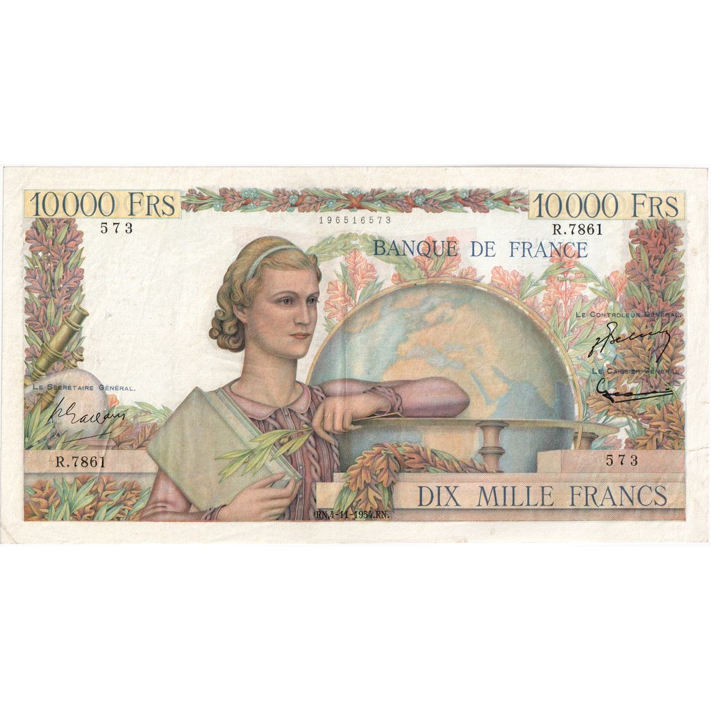 France, 10000 Francs, Génie Français, 1954-11-04, R.7861, EF(40-45)