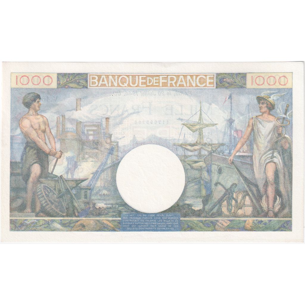 France, 1000 Francs, Commerce et Industrie, 1944-07-20, V.4684, UNC(65-70)