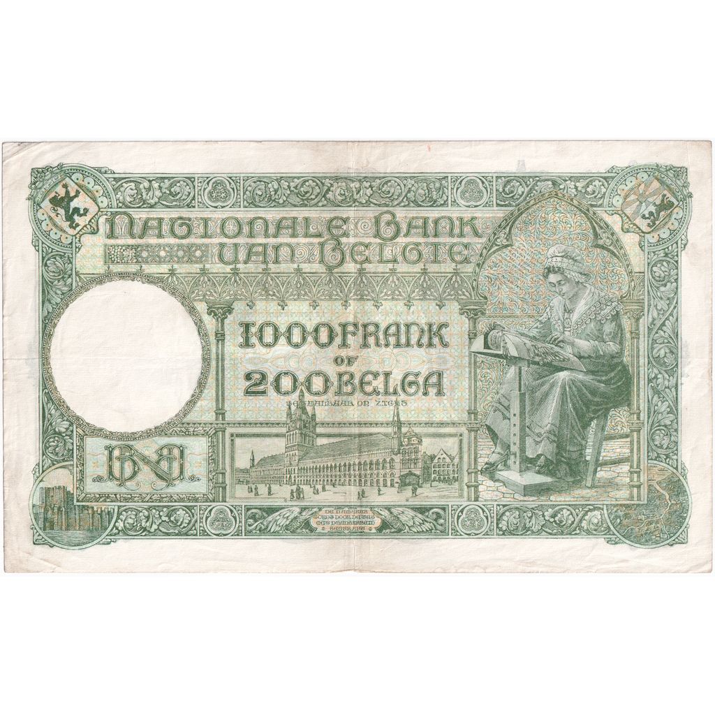 Belgium, 1000 Francs-200 Belgas, 1942-04-22, VF