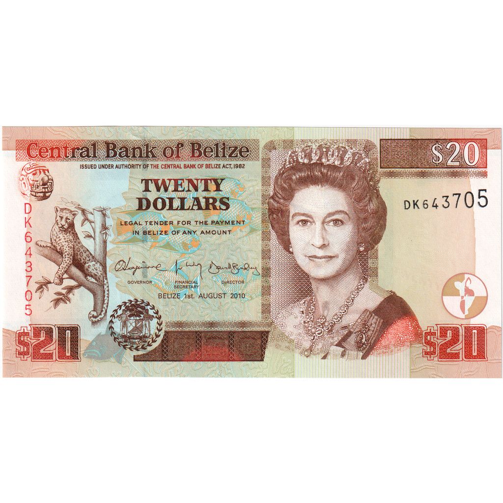 Belize, 20 Dollars, 2010-08-01, UNC