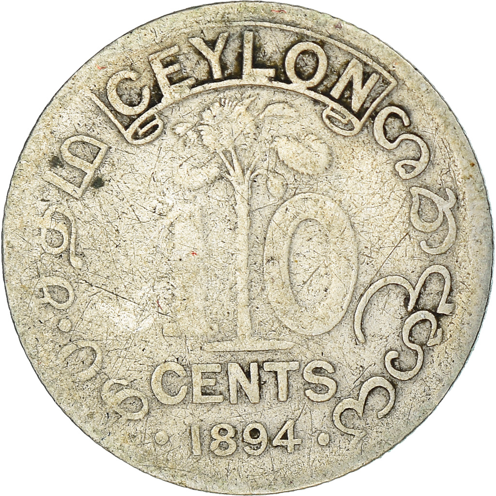 Coin, Ceylon, Victoria, 10 Cents, 1894, , Silver, KM:94