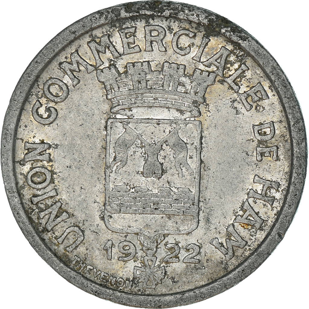 Coin, France, Union Commerciale, Ham, 10 Centimes, 1922, , Aluminium