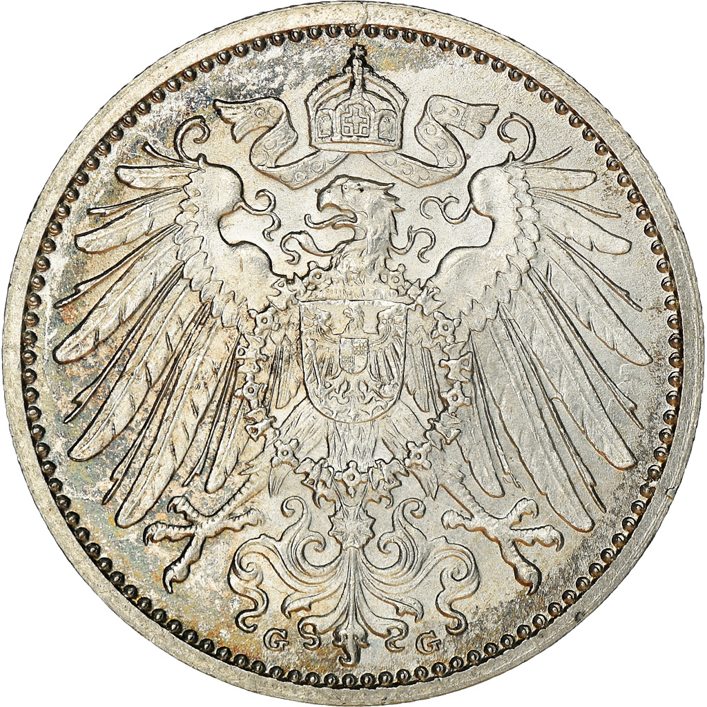 Coin, GERMANY - EMPIRE, Wilhelm II, Mark, 1914, Karlsruhe, , Silver, KM:14