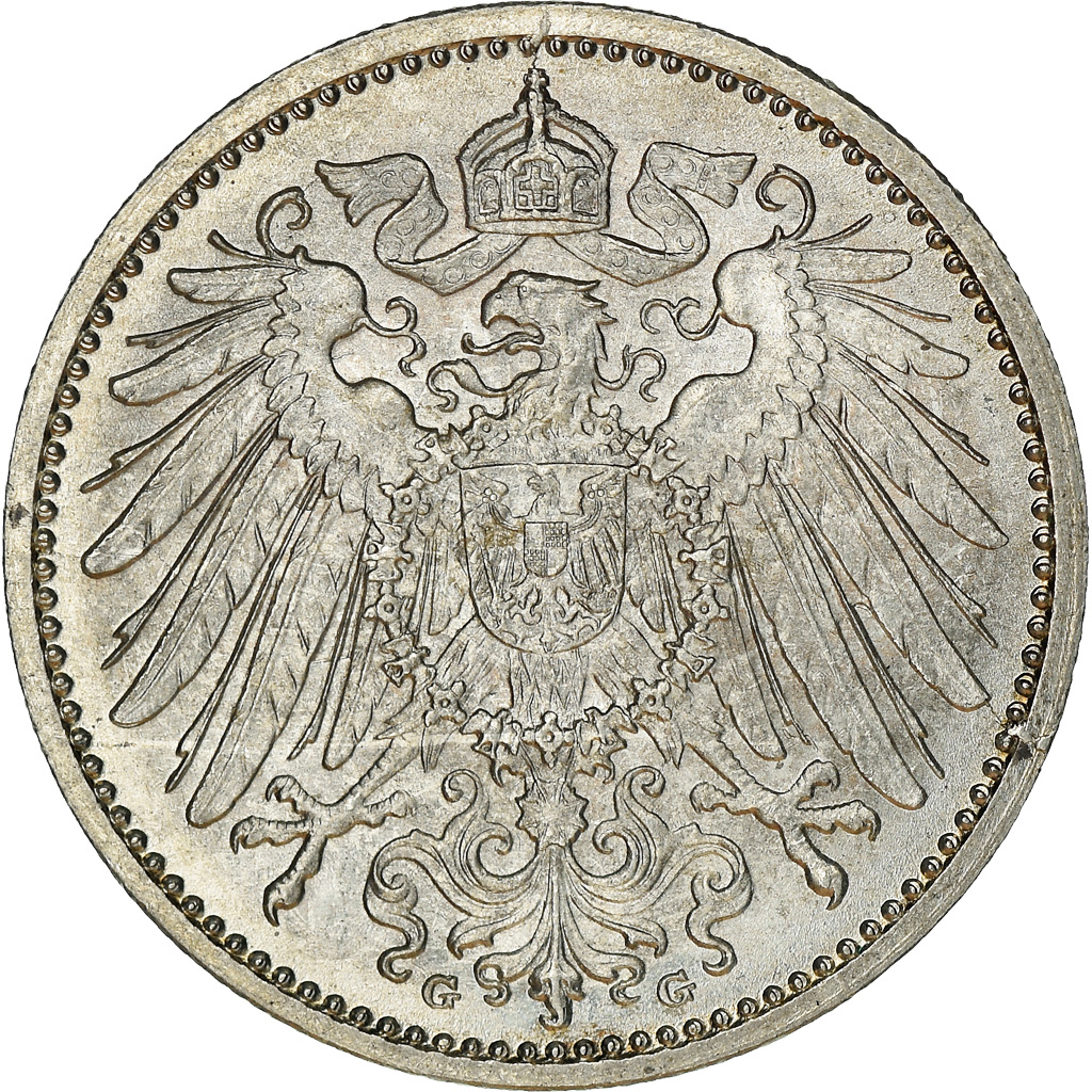 Coin, GERMANY - EMPIRE, Wilhelm II, Mark, 1914, Karlsruhe, , Silver, KM:14