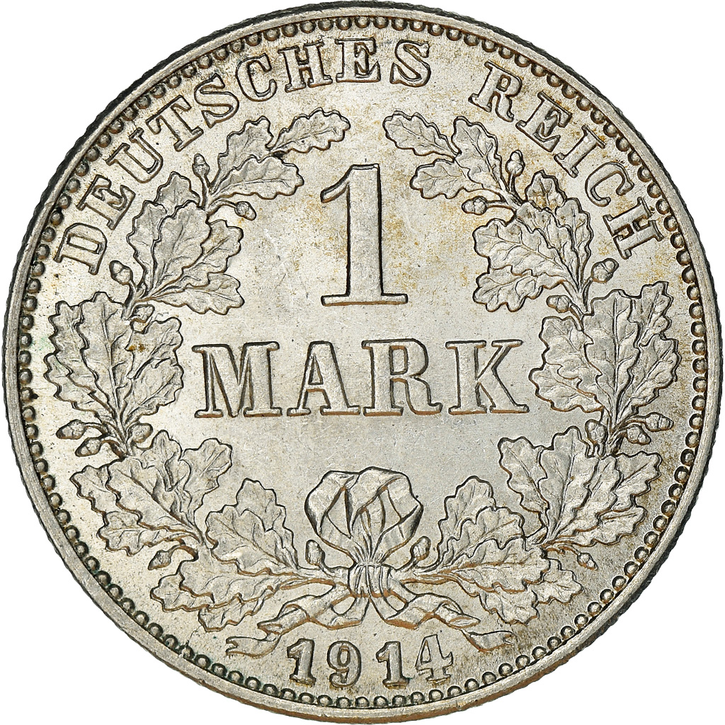 Coin, GERMANY - EMPIRE, Wilhelm II, Mark, 1914, Karlsruhe, , Silver, KM:14