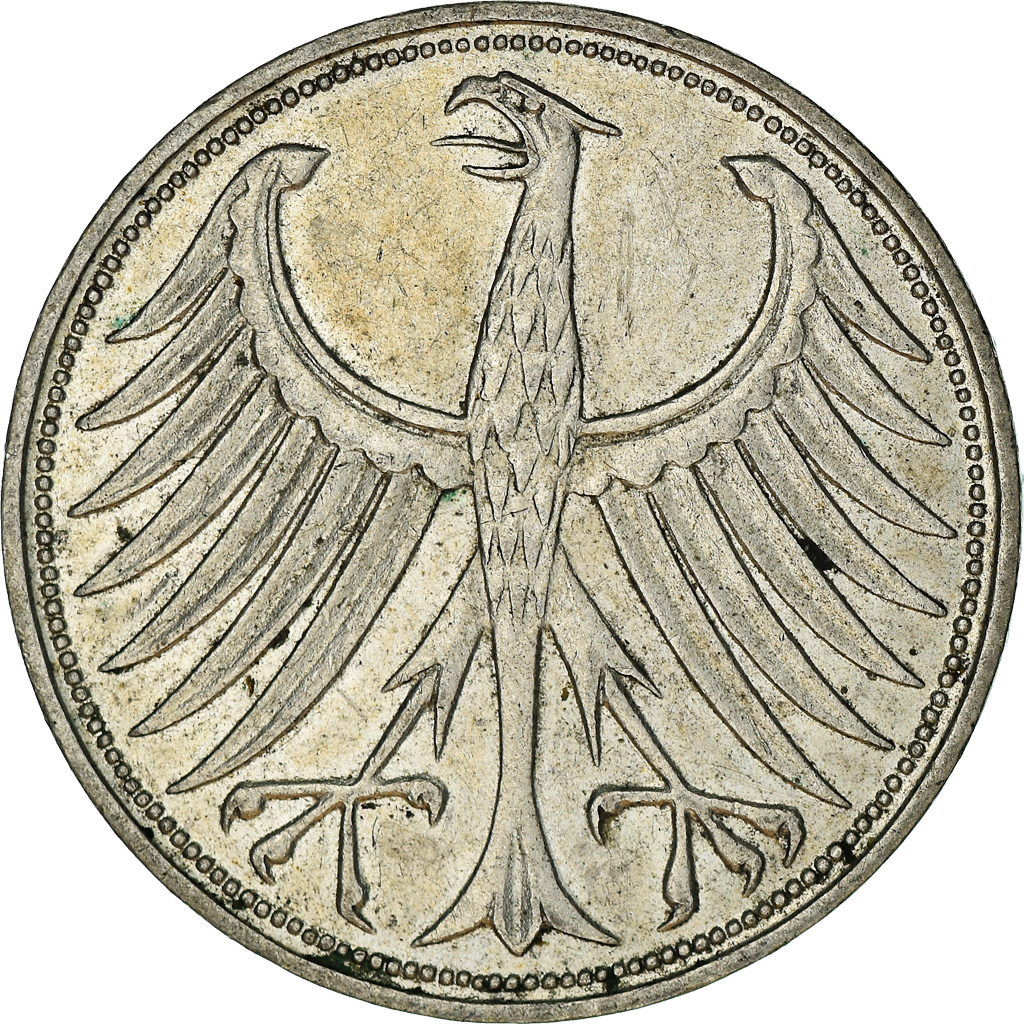 Coin, GERMANY - FEDERAL REPUBLIC, 5 Mark, 1951, Hambourg, , Silver
