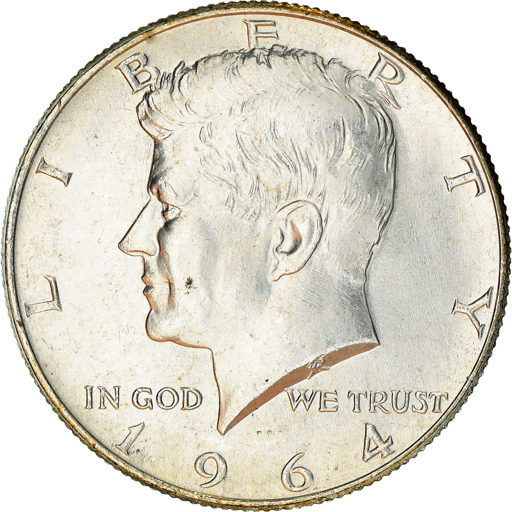 Coin, United States, Kennedy Half Dollar, Half Dollar, 1964, U.S. Mint