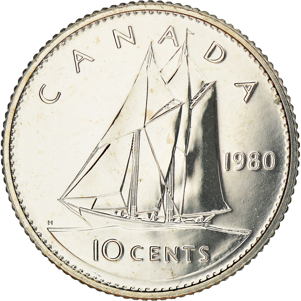 Coin, Canada, Elizabeth II, 10 Cents, 1980, Royal Canadian Mint, Ottawa