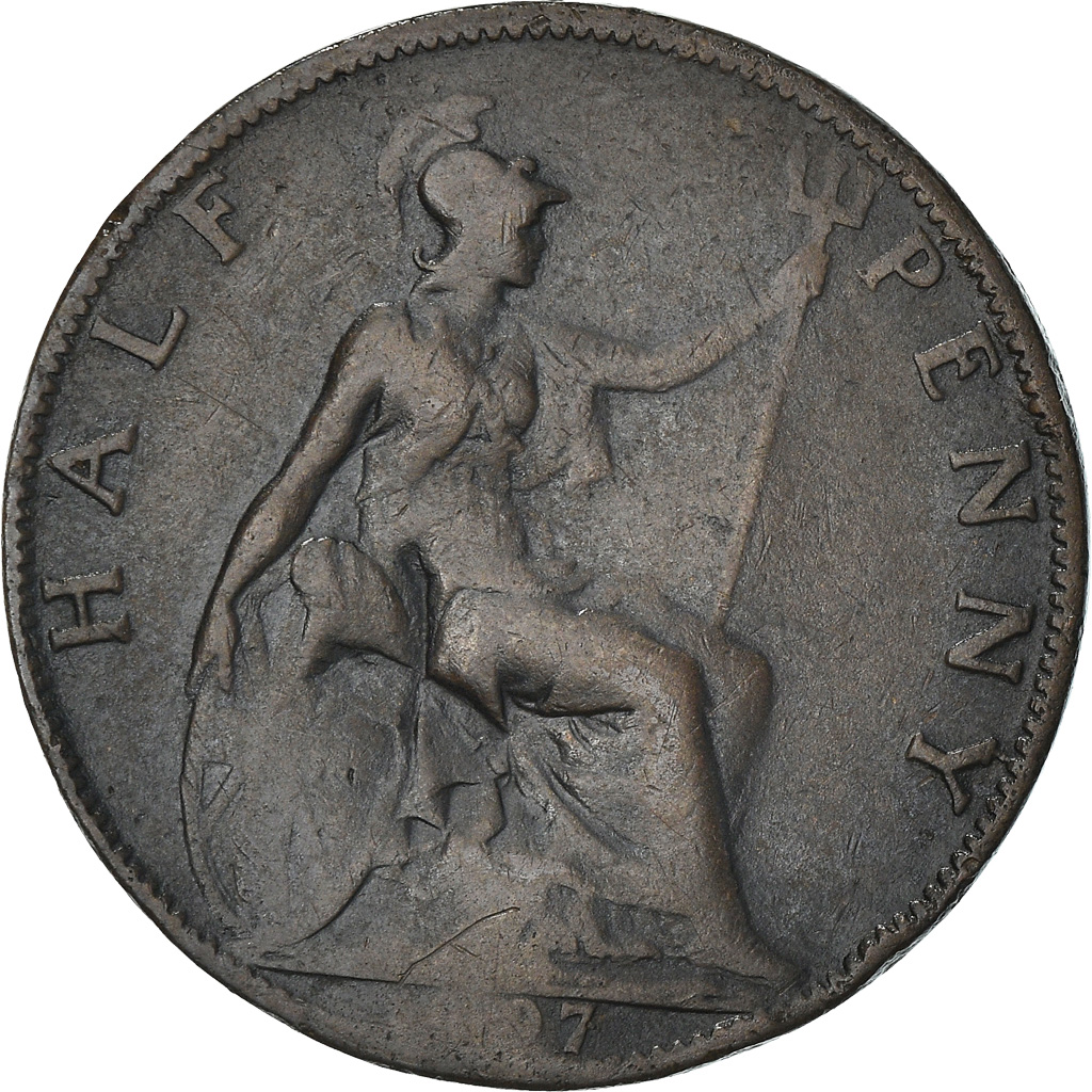 Coin, Great Britain, Victoria, 1/2 Penny, 1897, , Bronze, KM:789