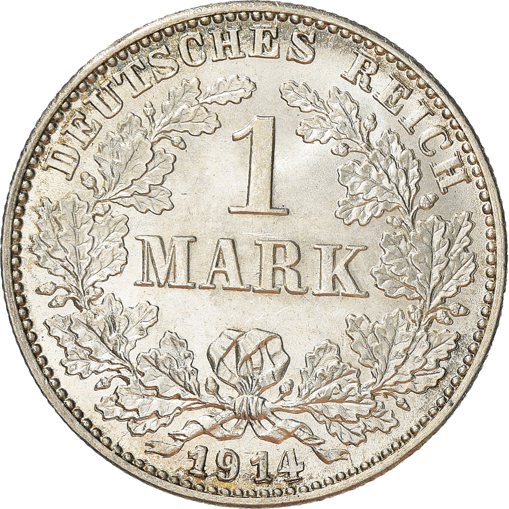 Coin, GERMANY - EMPIRE, Wilhelm II, Mark, 1914, Karlsruhe, , Silver, KM:14