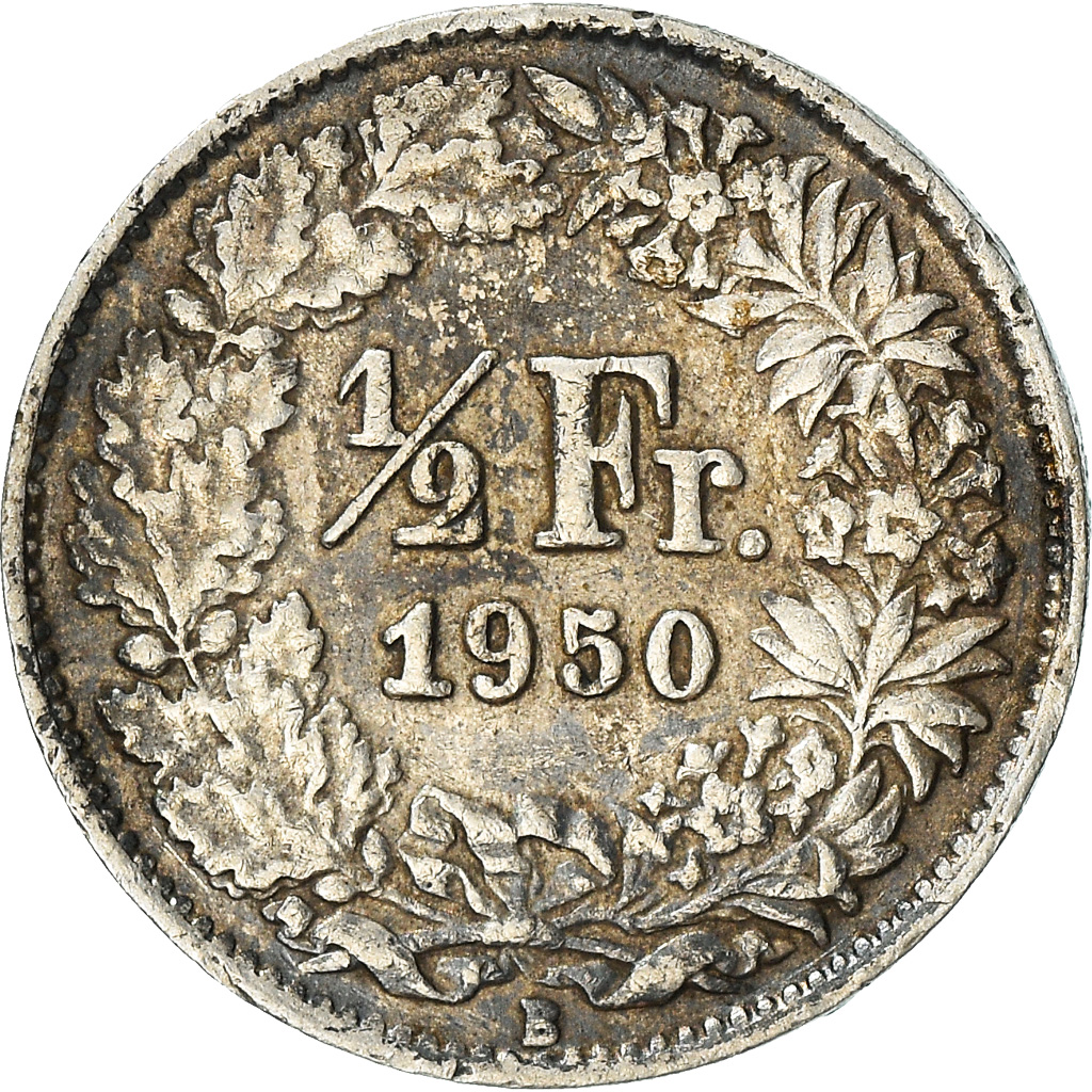 Coin, Switzerland, 1/2 Franc, 1950, Bern, , Silver, KM:23